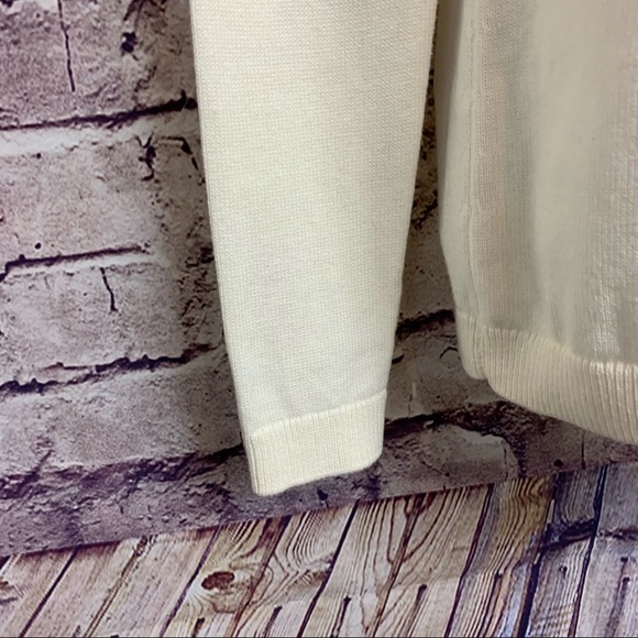 Talbots Cream Cotton Blend Long Sleeve Knit Sweater - Picture 6 of 11